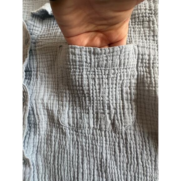 Ann Klein Gauzy Cotton Button Up Top Women Large Beach Summer Comfy Loose Trip - Picture 14 of 16